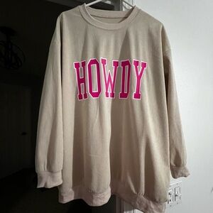 Cream Sweatshirt with Pink 'Howdy' Print